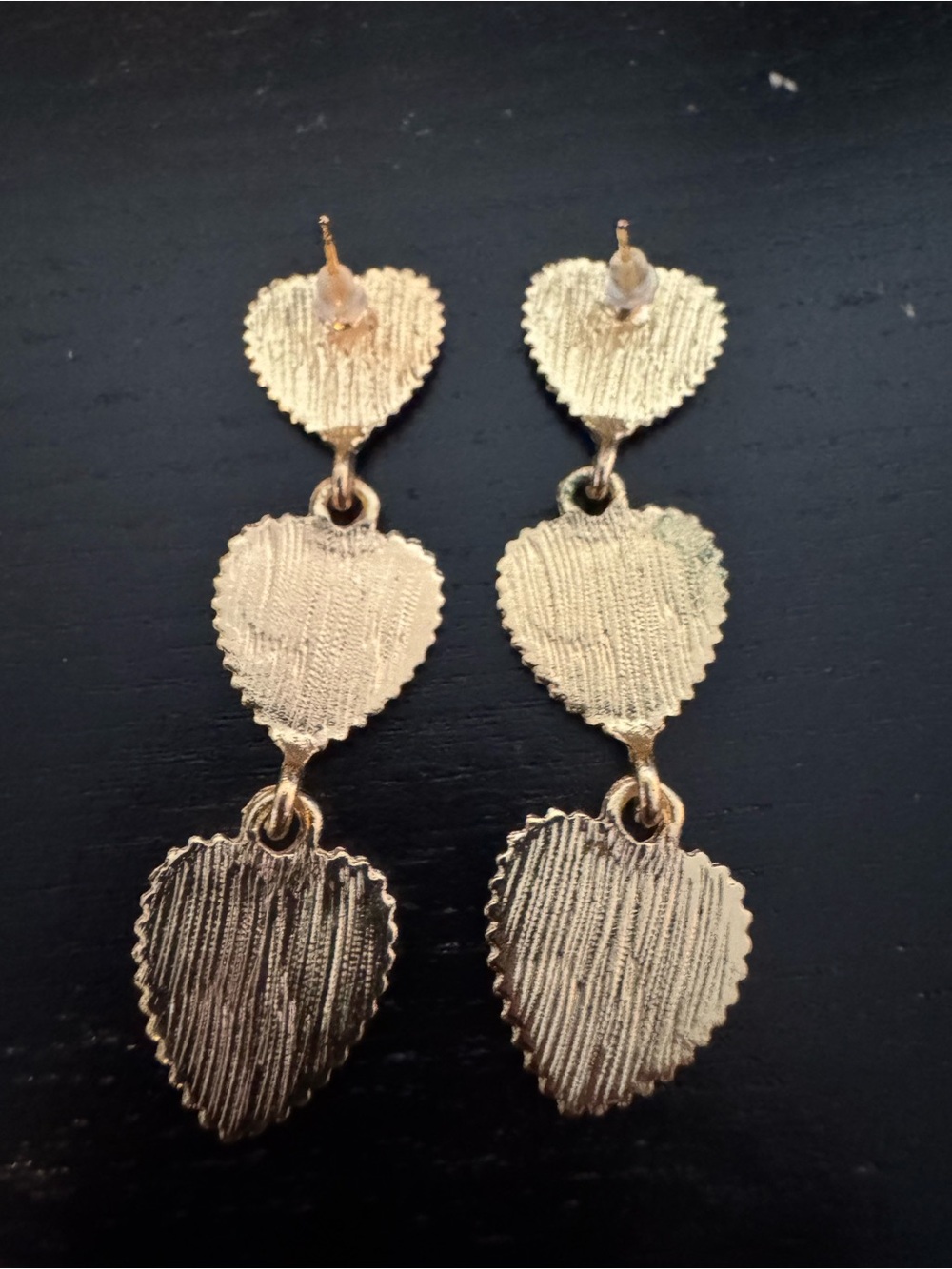 Gold-Tone Triple Red Heart Drop Earrings - Picture 7 of 9